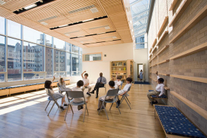 Special consideration was given to creating a balance between natural and electric light at St. Hilda’s and St. Hugh’s school, helping the existing building to achieve greater energy efficiency. PHOTO: Esto