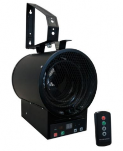 The Electric Fan-Forced Garage Heater (GH48R) features a built-in digital interface, an automatic shut-off timer, and a handheld remote for easy operations and controls.