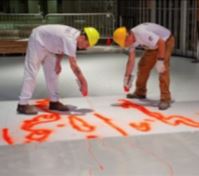 TRANSFORMZ is the layout system that transfers architect, designer, and artist patterns to the floor to be covered in epoxy terrazzo.