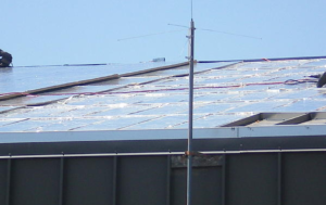 Foil-faced polyiso insulation board was installed on the existing roof surface at Goodfellow Air Force Base