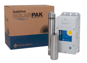 SubDrive SolarPAK, a complete, one-box, system solution that provides the pump components needed to build a solar powered water well system