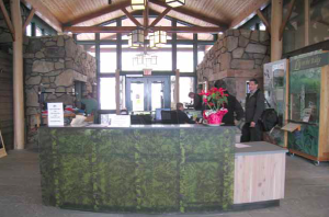 In celebration of its 50th anniversary, Mohonk Preserve asked original architect Lee H. Skolnick Architecture + Design Partnership to upgrade its Trapps Visitor Center. A new visitor services desk was part of the project.