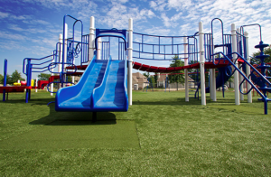Blue Springs School District improved playground safety for their students, as well as lowered overall maintenance costs, with an artificial grass playground.