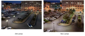 The City Hall parking area had 52 metal halide lamp fixtures that were replaced with LED replica luminaires.