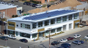 A 32.6-kilowatt solar array consisting of 136 panels has been providing 61 percent of the building’s energy.