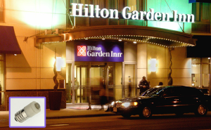 The Washington, D.C., Hilton Garden Inn had been using incandescent bulbs in the marquee since the hotel was built in 2011, and they needed to be replaced at least once a week.