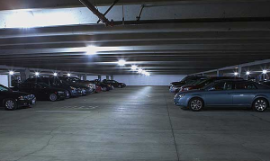 LEDtronics 41-watt LED luminaires replace 150W HPS lights inside the Fantasy Springs Casino parking garage structure