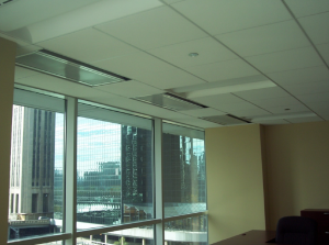 A finished office space with active chilled beams.