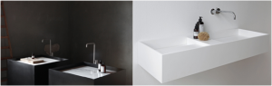 NotOnlyWhite's Scape collection from HI-MACS comprises two basin series: Scape Monolith and Scape Wall-Hung.