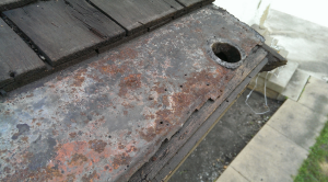 When tin or terne-coated steel gutter linings fail, water intrusion will occur and cause wood rot. Eventually, architectural details will be lost and replacement will be necessary.