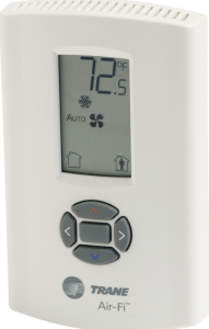 Wireless communication eliminates the communication wires between system controllers, unit controllers, zone sensors and service tools. This freedom from wires allows building professionals to consider automated building controls in existing and historic buildings where the technology wasn’t feasible or was considered too costly in the past. The Trane Air-Fi zone sensor (pictured) comes with a lifetime battery.