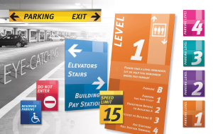 Transit by Takeform is a complete sign system for parking garages and the unique requirements of that environment.