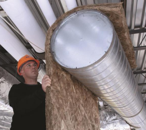 Fiber glass is used in commercial buildings, as well as can be found insulating pipes and ductwork. Photo: North American Insulation Manufacturers Association