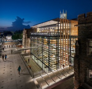 The bold retrofitting of the Richard H. Brodhead Center for Campus Life still is respectful to the historic context of Duke University, Durham, N.C.