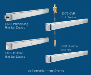 Adams Rite's EX Series Exit Devices are designed for narrow stile aluminum openings in aftermarket and retrofit solutions in commercial applications