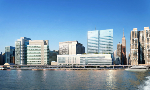 The PEER-certified NYU Langone Health Main Campus sits on the East River in New York.